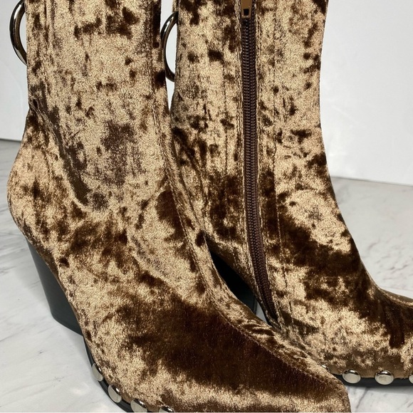 New! Jeffrey Campbell Walton Brown Velvet Western Bootie 5 - Picture 10 of 15